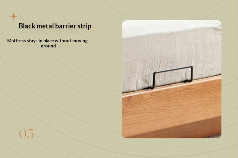 Cherry Solid Wood Modern Minimalist Storage Box Bed with Suspension Design