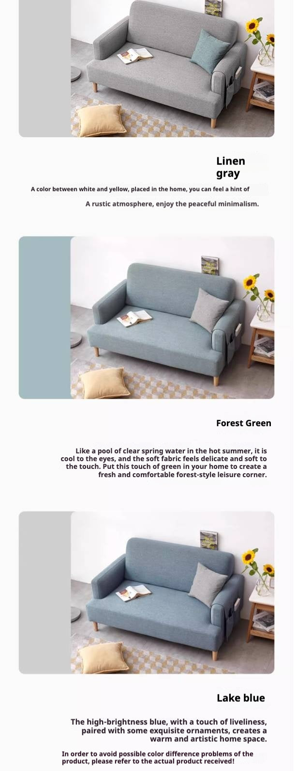 Fabric Double Sofa Scandinavian.