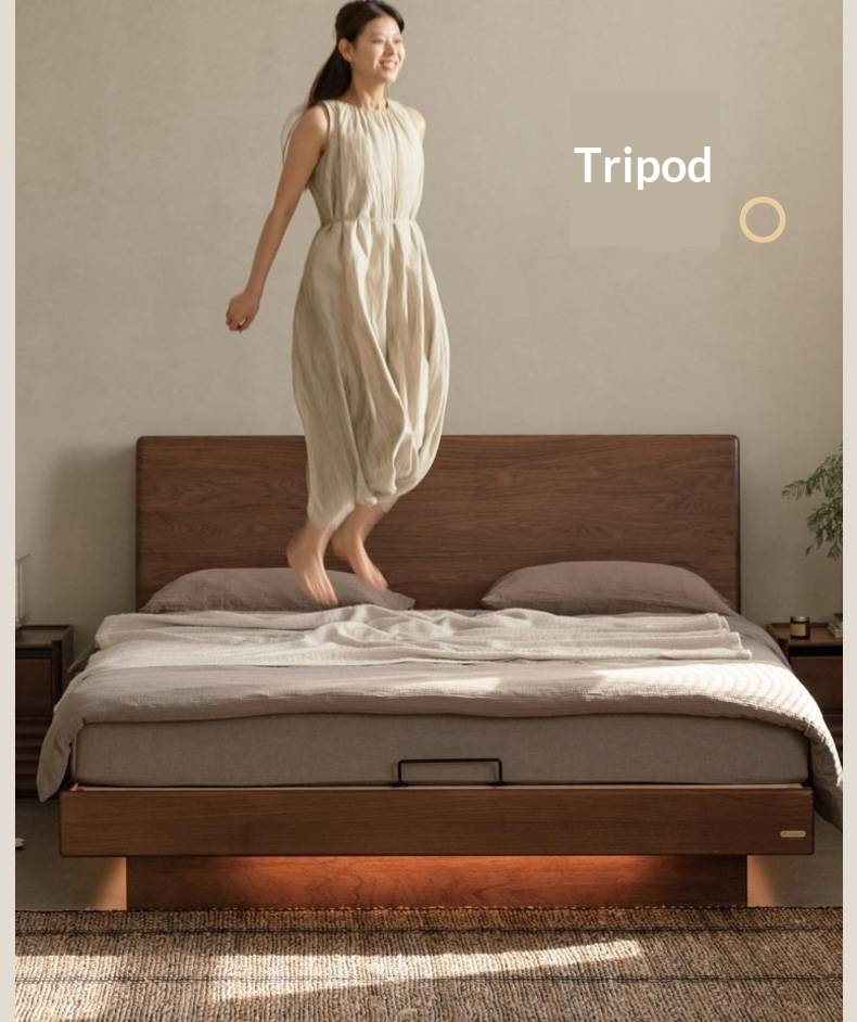 Black Walnut Solid Wood Italian Light Luxury Electric Suspended Box Bed