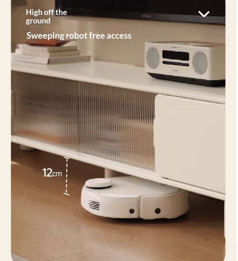 Solid RubberWood Storage White TV Cabinet.