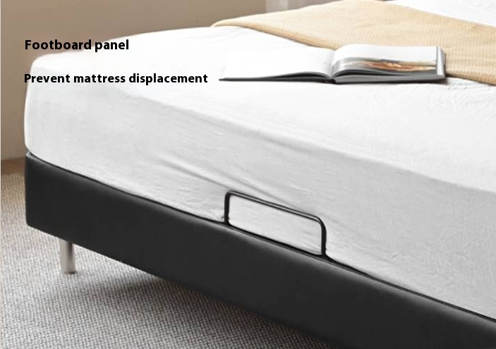 Genuine Leather Italian Light Luxury Black Bed