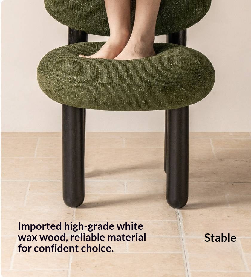 Ash Solid Wood Pebble Chenille Accent Chair with Cylindrical Legs