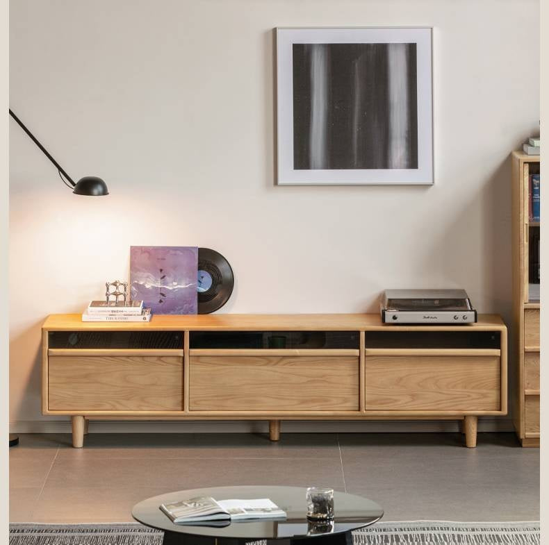 Ash Solid Wood Floor TV Cabinet