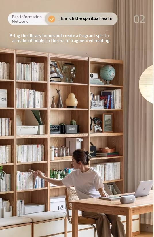 Oak Solid Wood Cream Style Bookcase