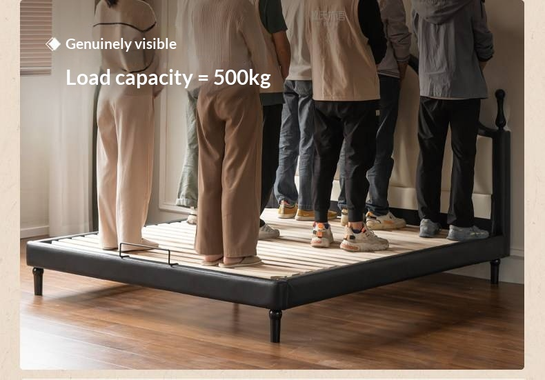 Eco-Friendly Cloud Leather Bed — French Retro Style Upholstered Fabric Bed