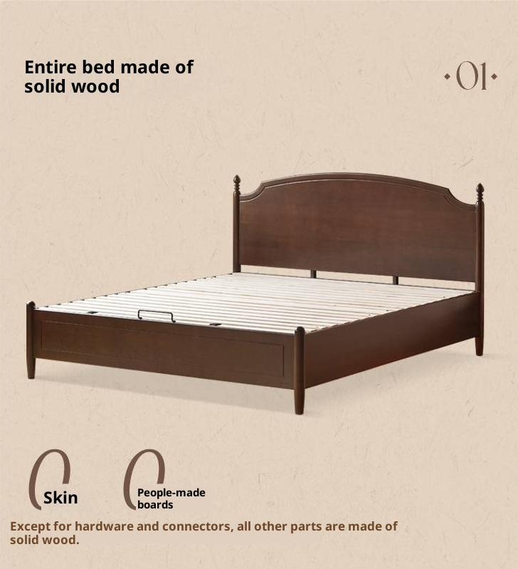 Poplar Solid Wood Box Bed, French Retro Style