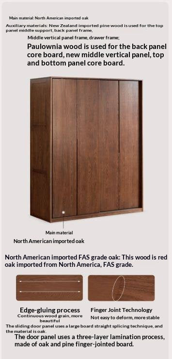 Oak Solid Wood Modern Style Wardrobe