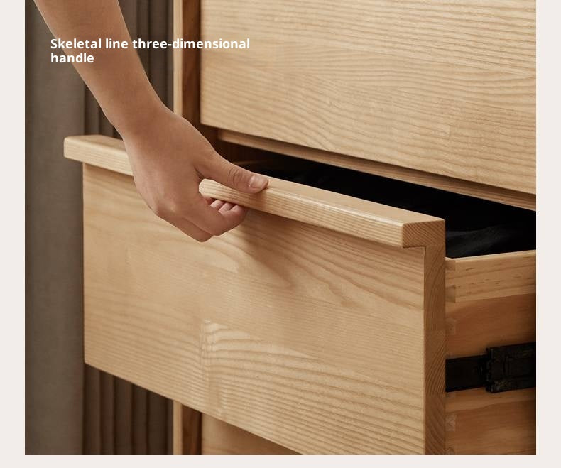 Ash, Oak Solid Wood Wabi-sabi Style Chest Of Drawers