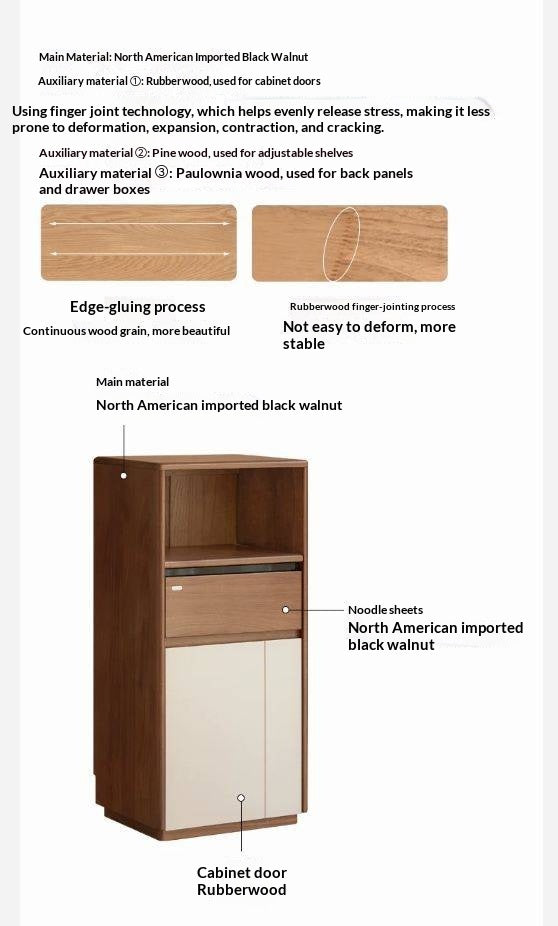 Black Walnut Solid Wood Accent side Cabinet with Mixed-Tone Finish
