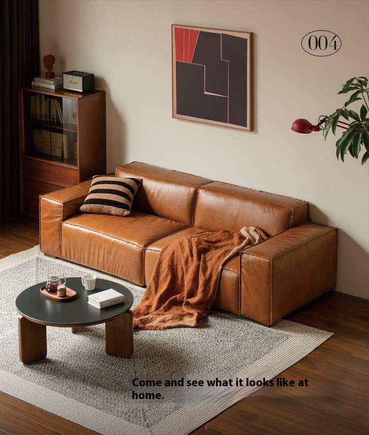Full Leather Tofu Sofa first layer cowhide