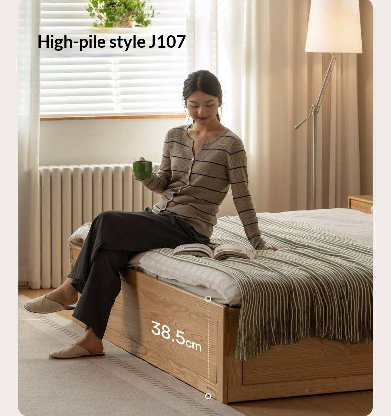 Oak Solid Wood Box Bed — Modern Minimalist Design