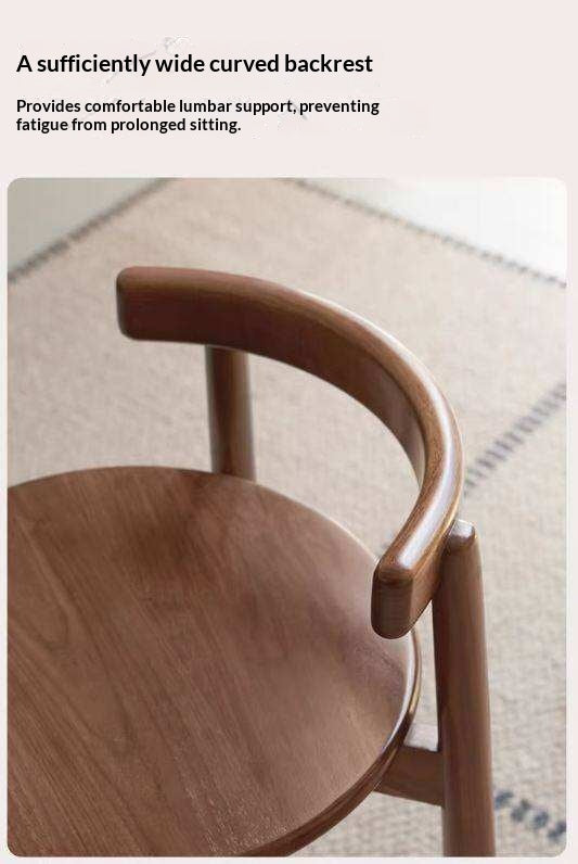 Black Walnut, Oak Solid Wood Low Back Makeup Stool with Round Seat