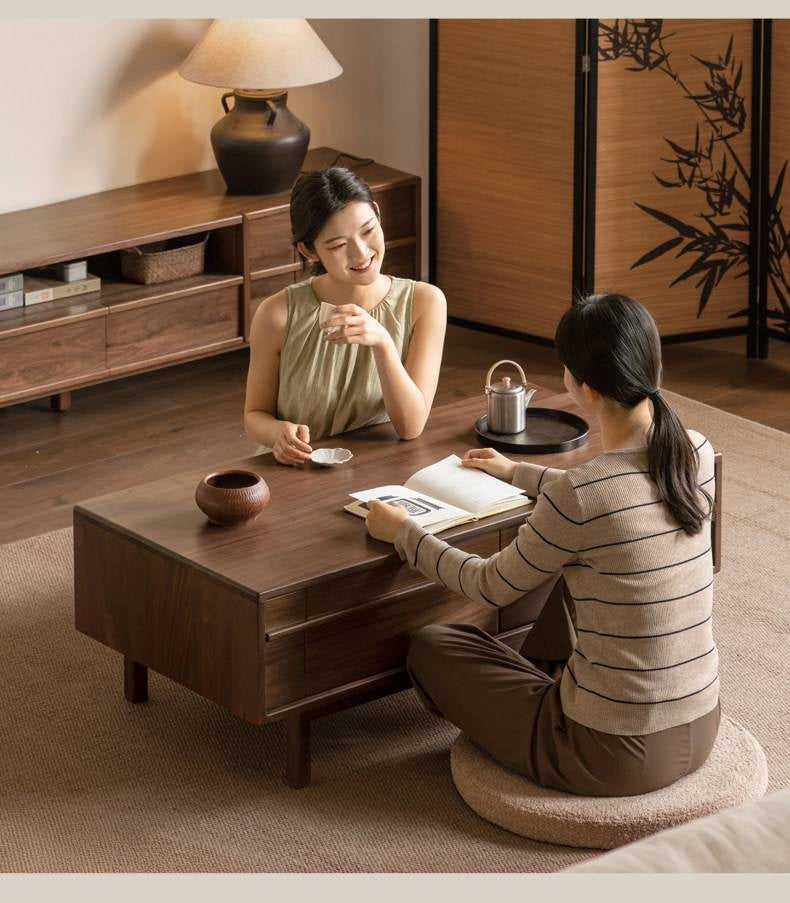 Black Walnut Solid Wood Modern Casual Coffee Table