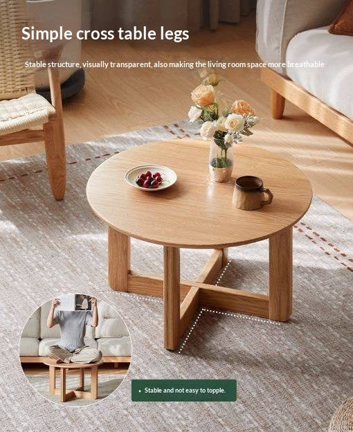 Oak Solid Wood Modern Round Coffee Table