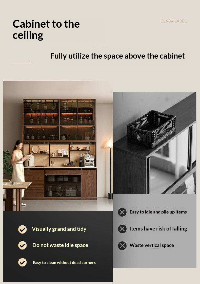 Black Walnut Solid Wood Rock Plate Wine Sideboard