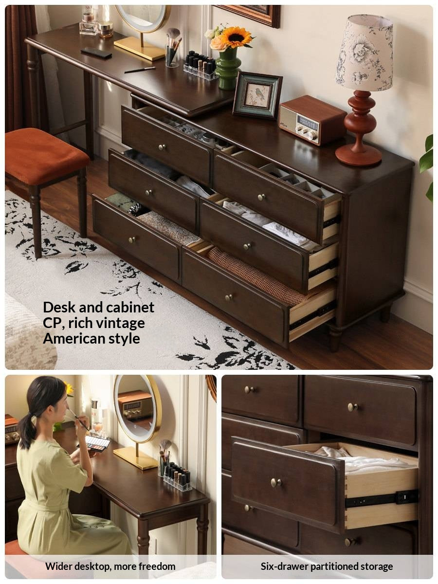 Poplar Solid Wood American Retro Style Bedroom Storage Cabinet