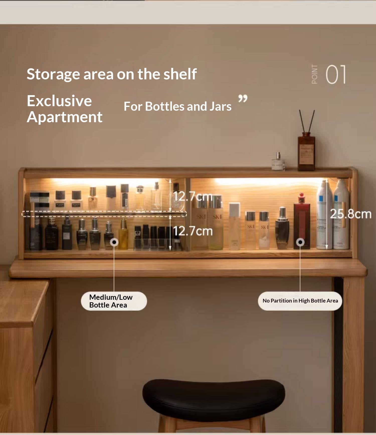 Ash Solid Wood Modern Minimalist Vanity Table