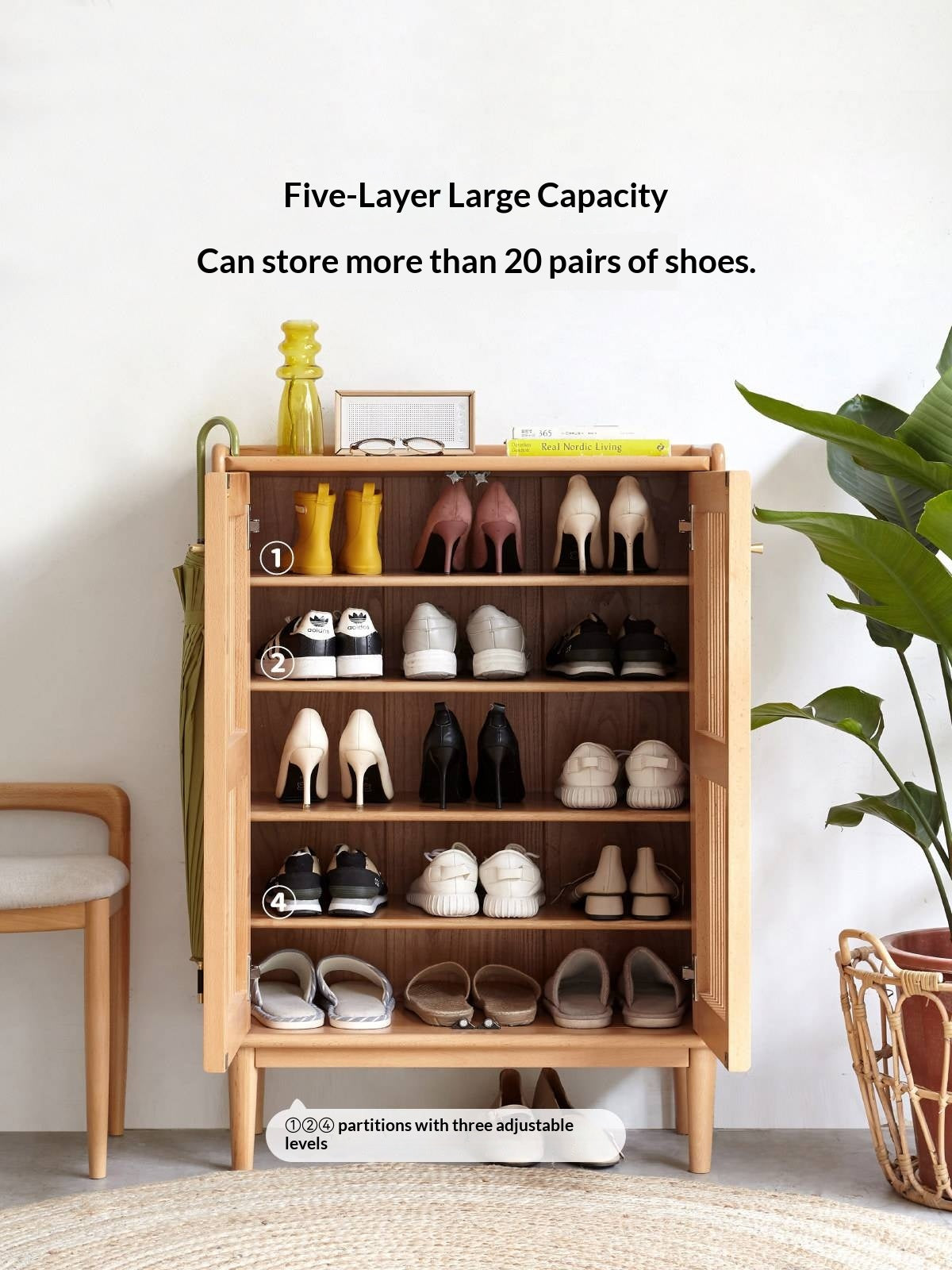 Beech Solid Wood Modern Shoe Cabinet