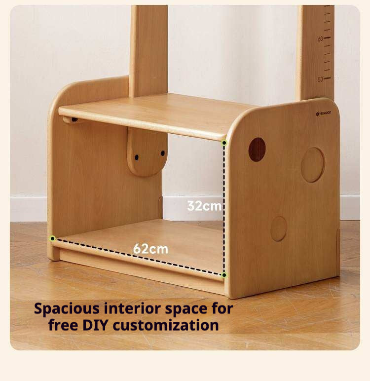 Beech, Solid Rubberwood Children's Coat Rack.