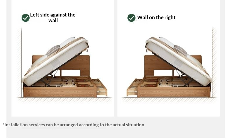 Oak, Ash, Rubberwood Solid Wood Box Bed, Platform Box Bed, Headboard-Free Bed
