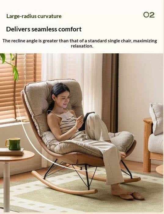 Solid Wood Modern Eggshell Rocking Chair beech legs
