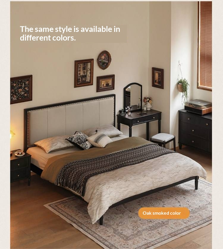 Oak Solid Wood Technology Fabric Soft Bed