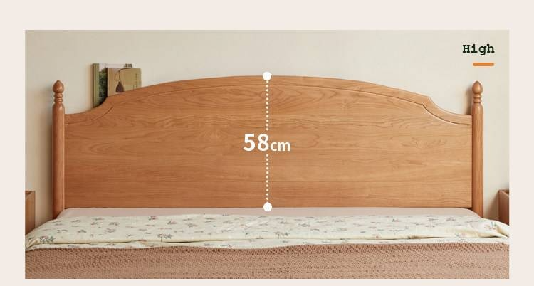 Cherry Solid Wood Bed — French Style Vintage Design