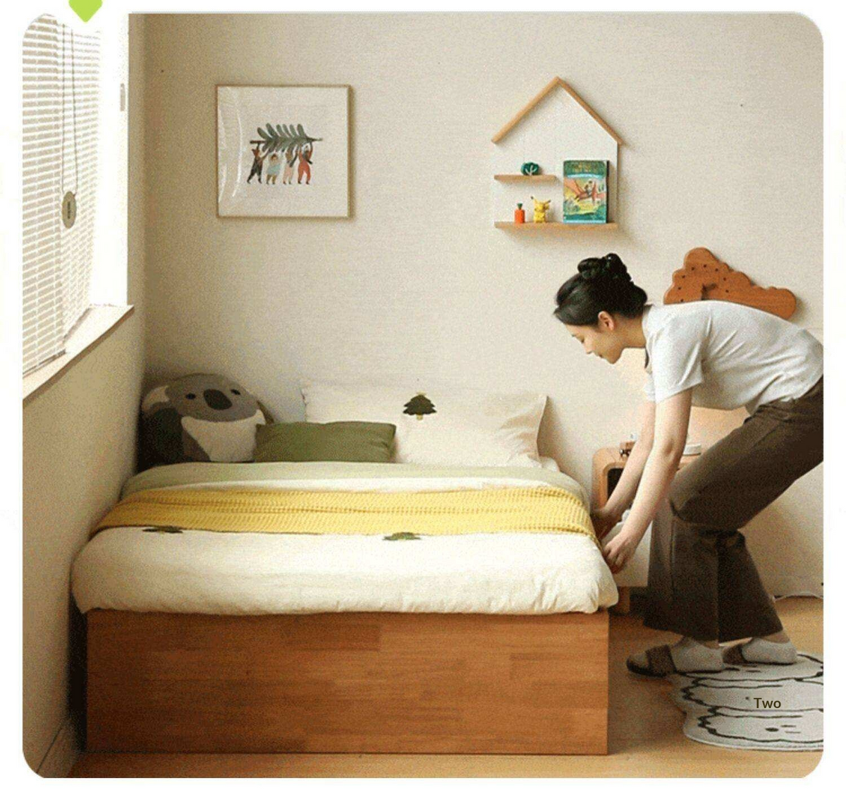 Oak Solid Wood Kids Storage Bed with End-Lift Opening