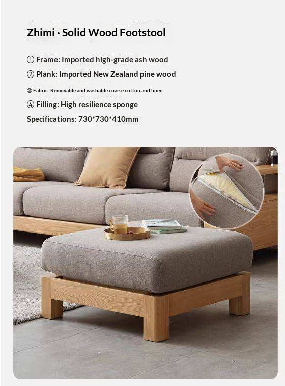 Ash, Oak, Black Walnut Solid Wood  Fabric Footstool