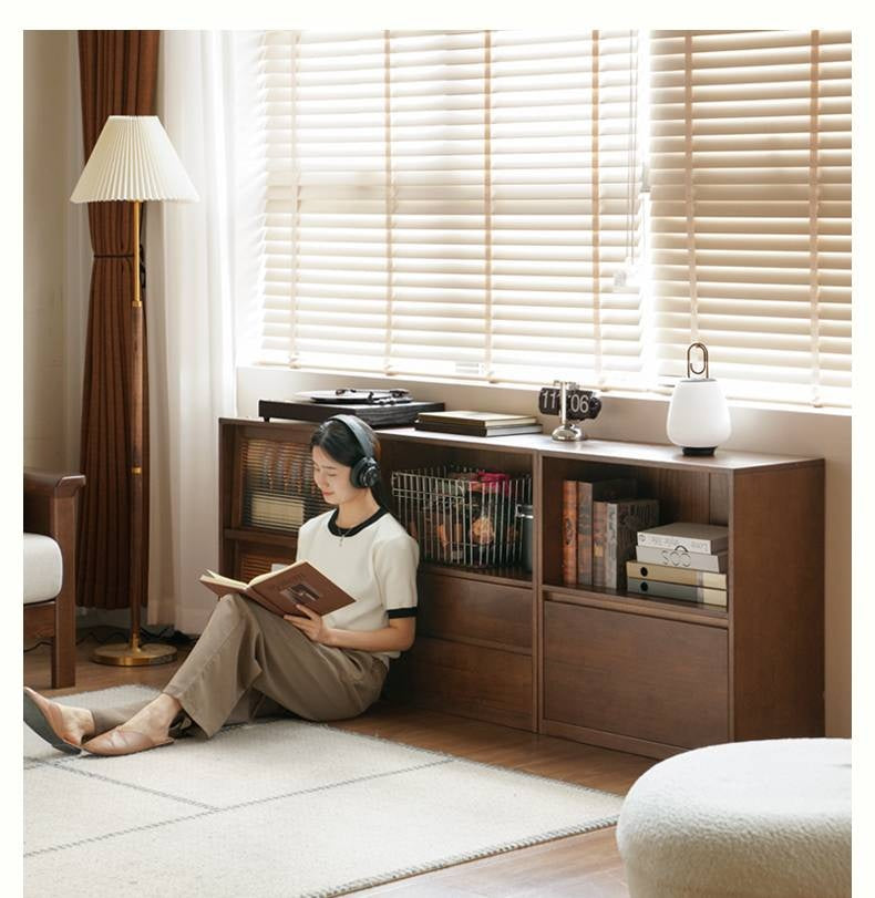 Solid Rubberwood Wall-Mounted Combination Bookcase