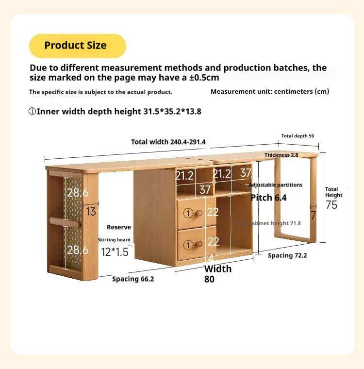 Beech Solid Wood Telescopic Student Writing Desk
