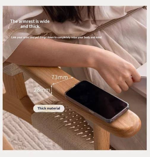 Oak Solid Wood Scandinavian Rocking Chair with Woven Seat