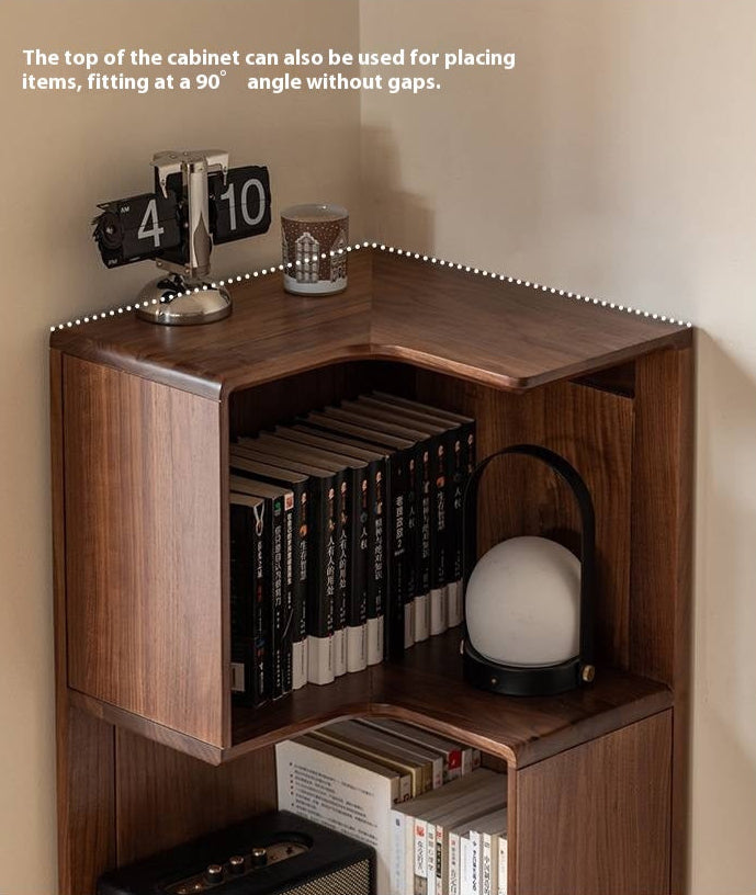 Black Walnut Solid Wood Corner Storage Cabinet