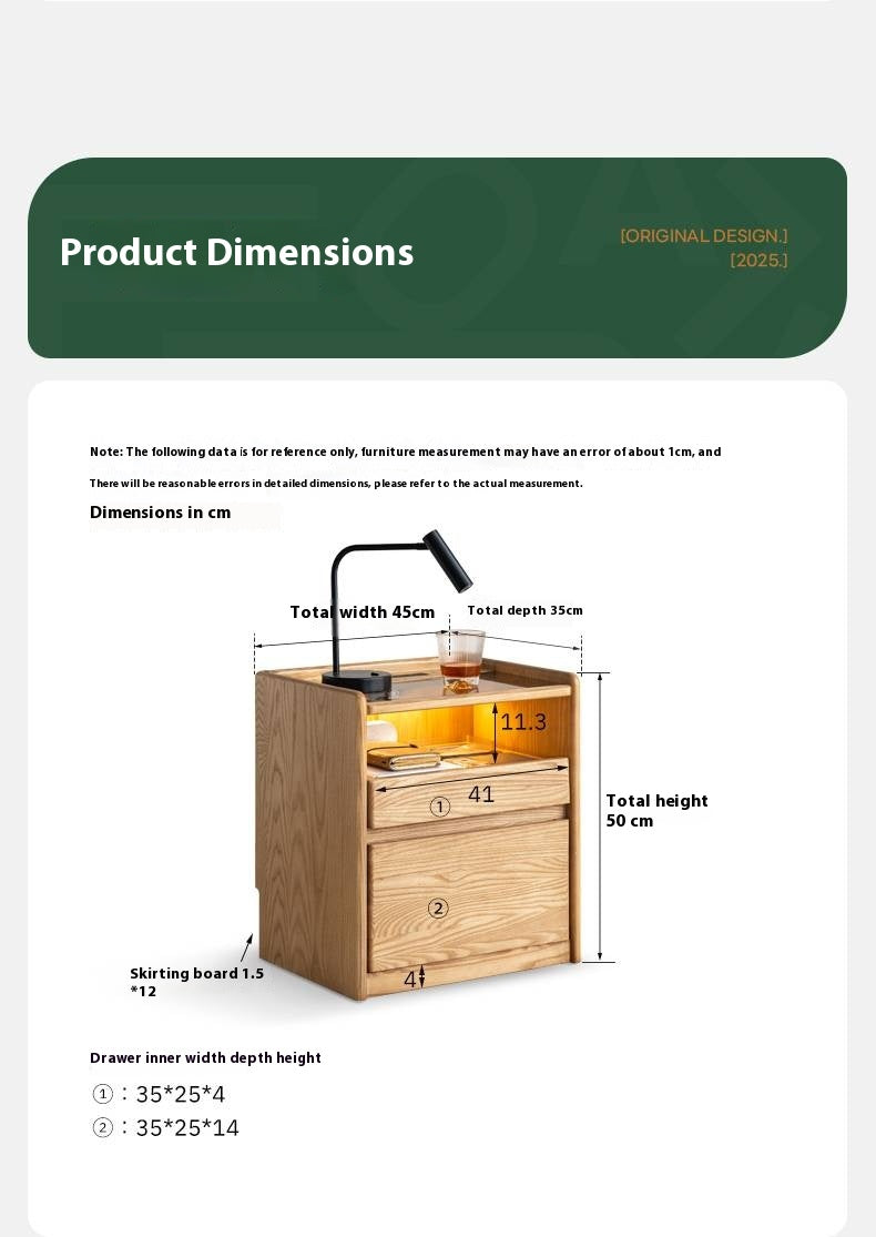 Ash Solid Wood Modern Nightstand