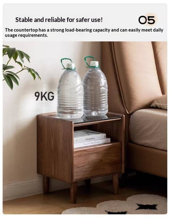 Black Walnut, Catalpa, Sandalwood Solid Wood Nightstand Modern Minimalist