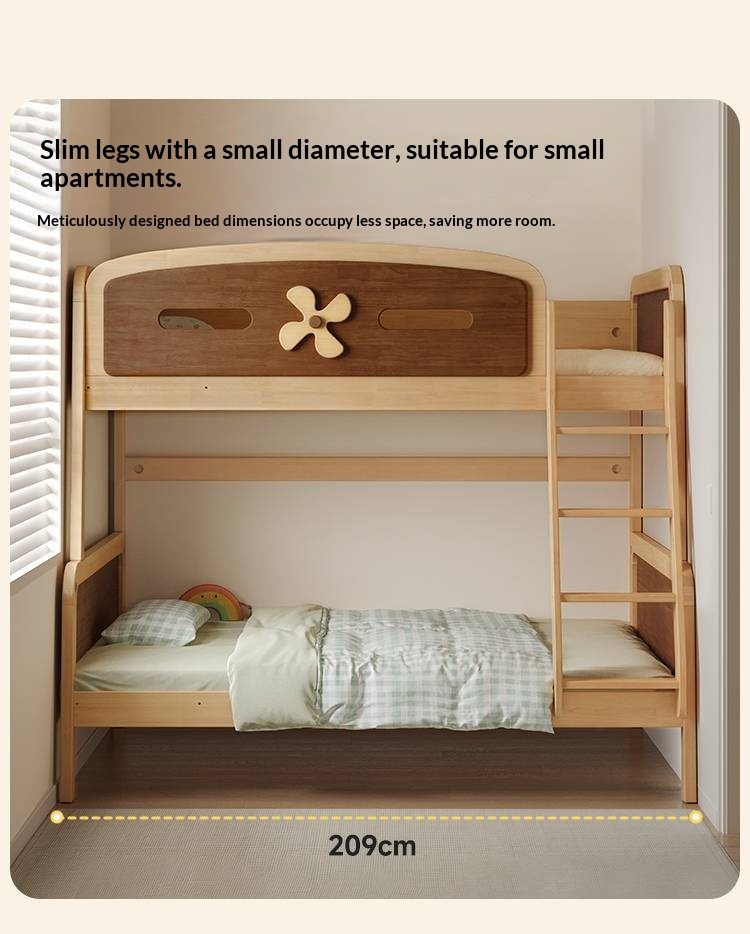 Rubberwood Solid Wood Children's Bunk Bed