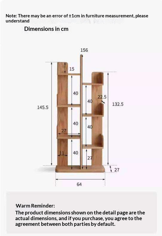 Oak Solid Wood Floor-Standing Bookshelf