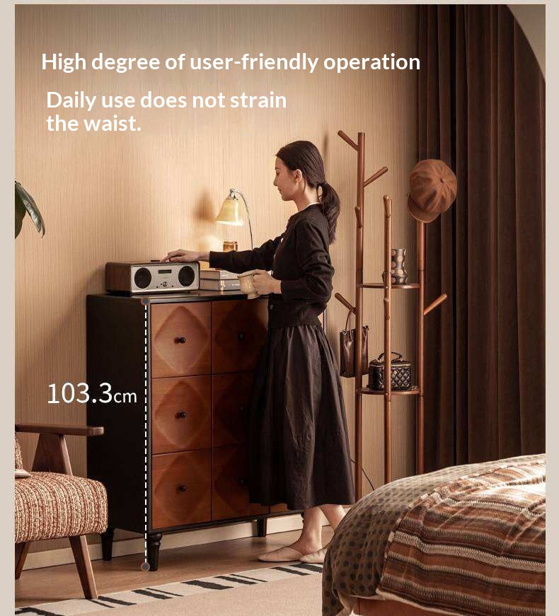 Rubberwood Solid 9-Drawer Dresser, Mid Century Bedroom Storage Cabinet