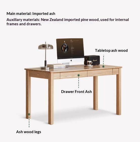 Ash Solid Wood Modern Multifunctional Office Desk