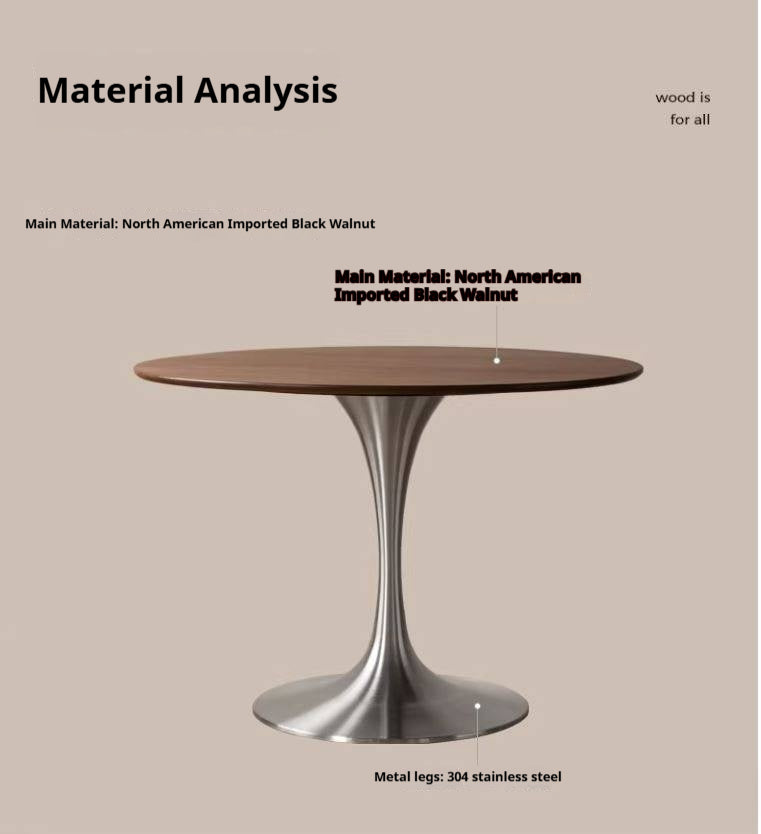 Black Walnut Solid Wood Dining Table Bauhaus Style