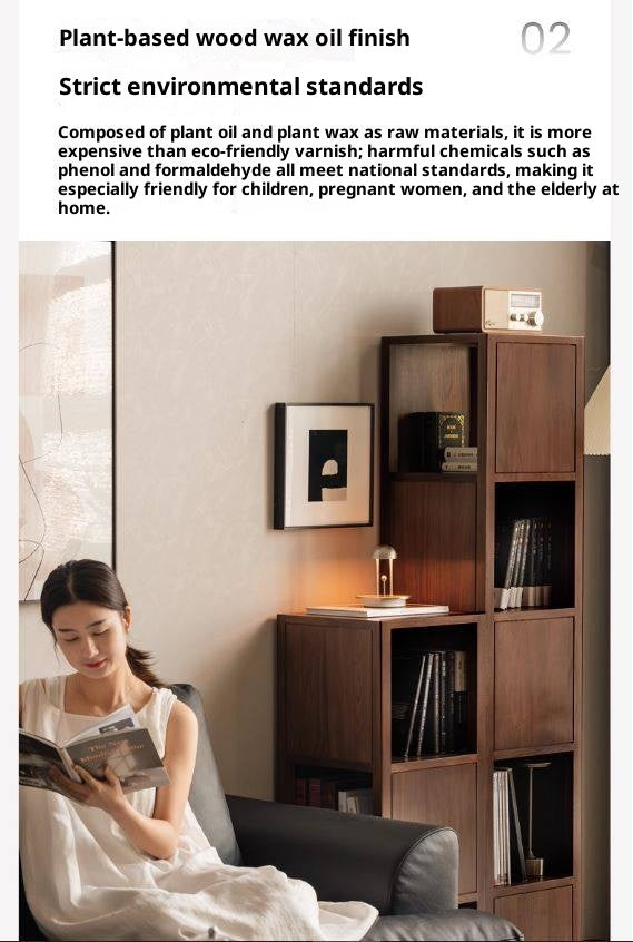 Black Walnut, Oak Solid Wood Bookshelf