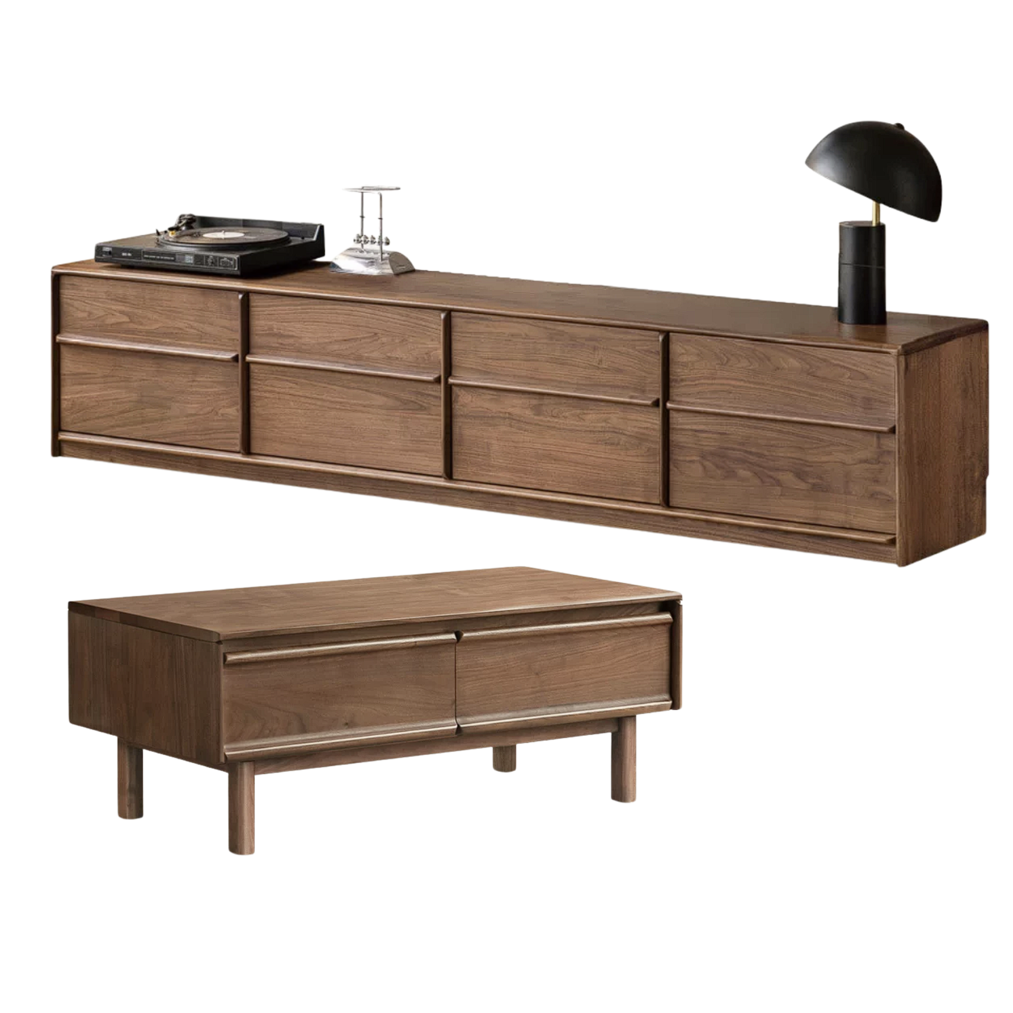 Black Walnut, Ash, Oak Solid Wood, Solid Longan Hardwood Modern Coffee Table