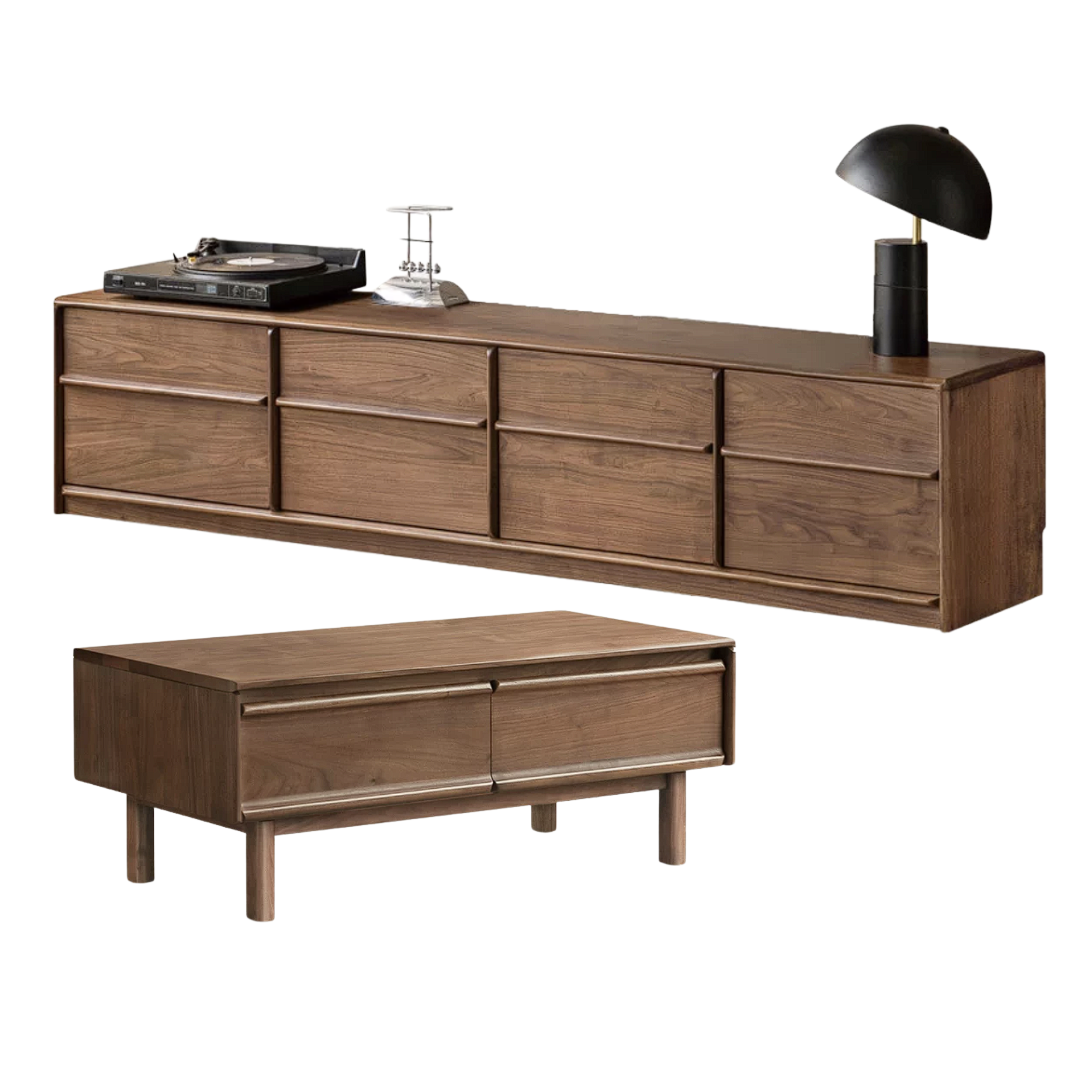 Black Walnut, Ash, Oak Solid Wood, Solid Longan Hardwood Modern Coffee Table