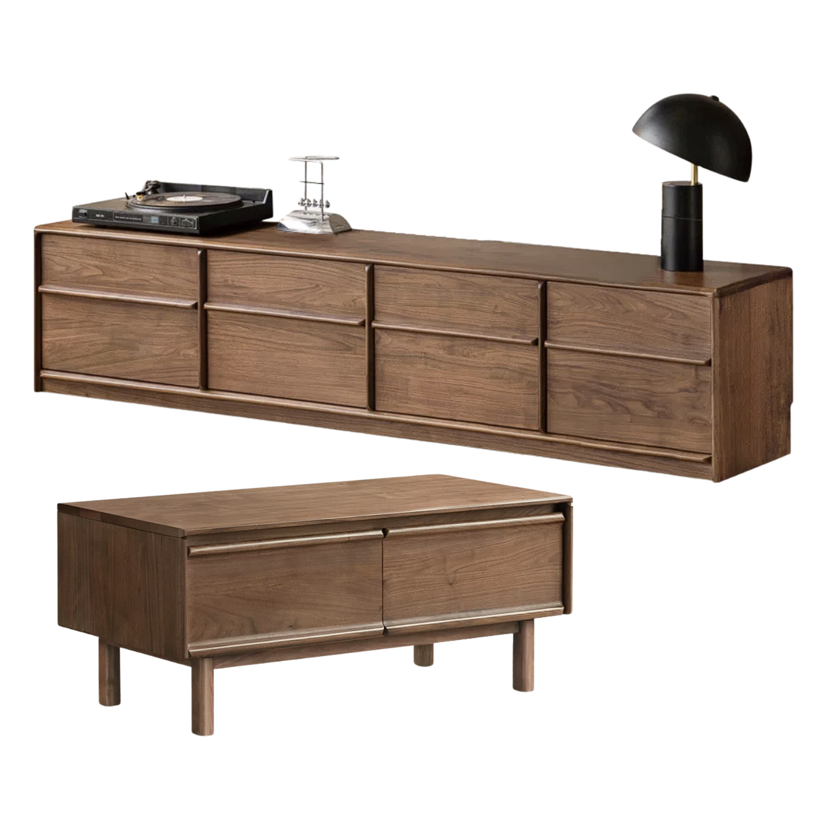 Black Walnut, Ash, Oak Solid Wood, Solid Longan Hardwood Modern Coffee Table