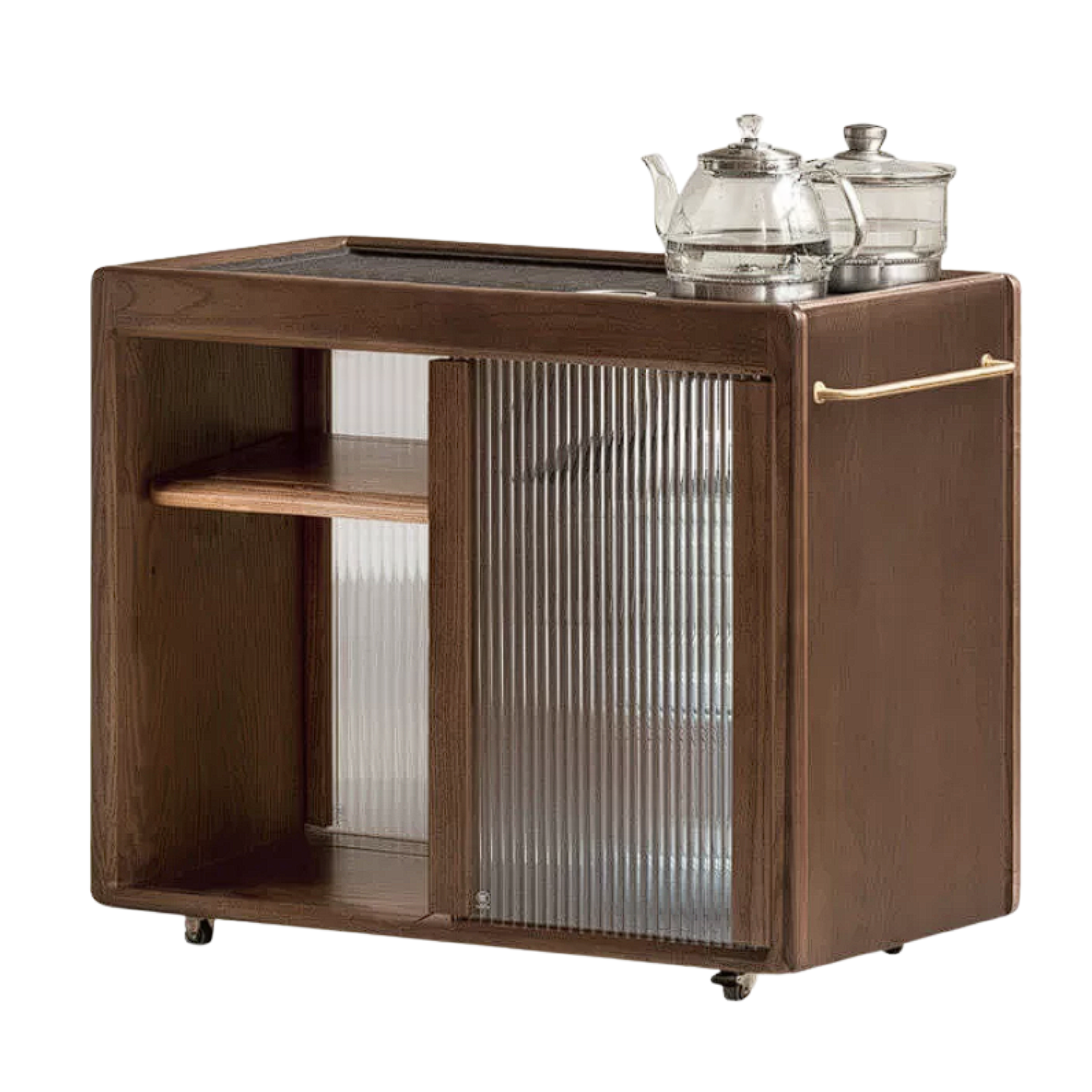 Ash, Oak, Black Walnut, Golden Pearwood Solid Wood Mobile Tea Cabinet