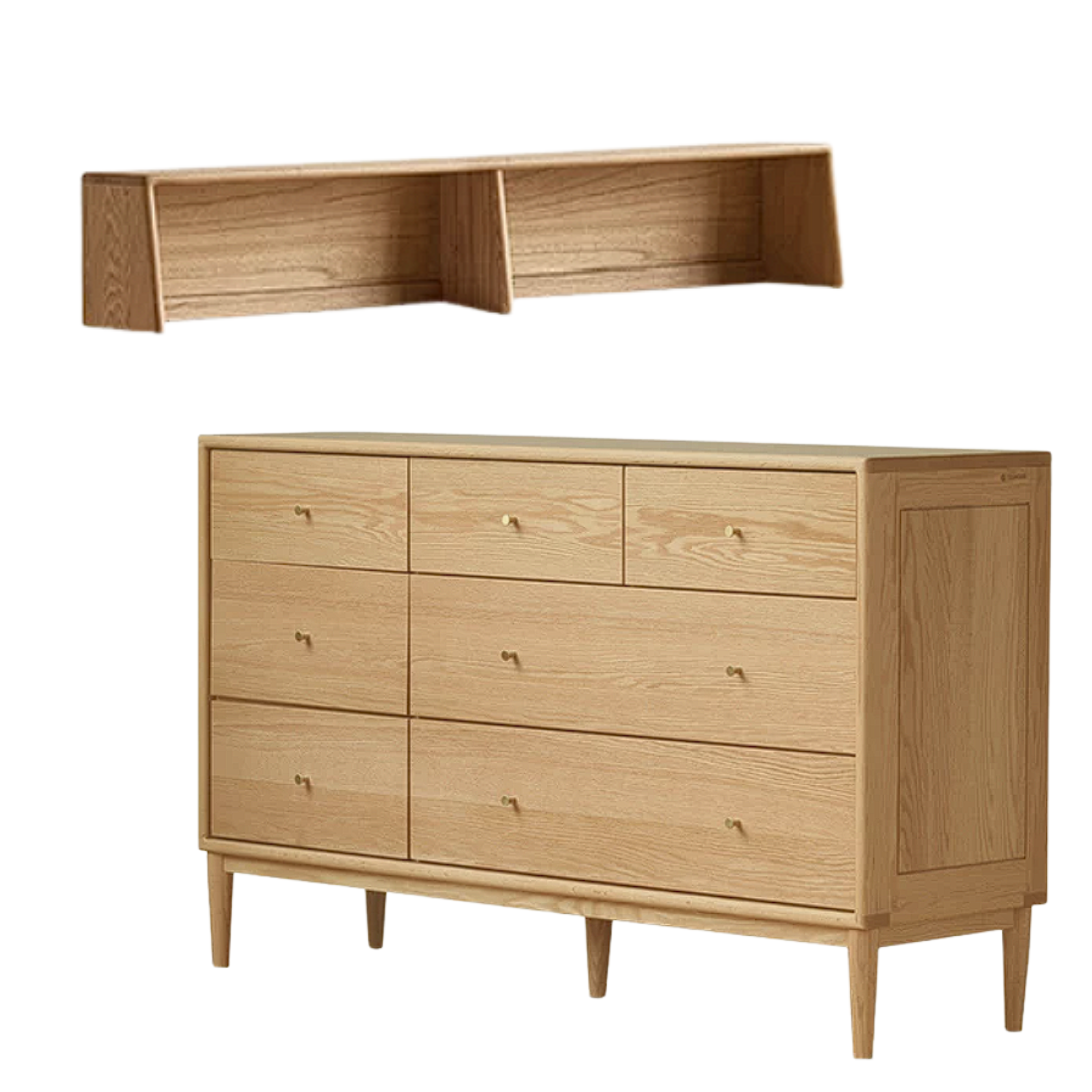 Oak Solid Wood, Solid Rubberwood Nordic Chest of Drawers