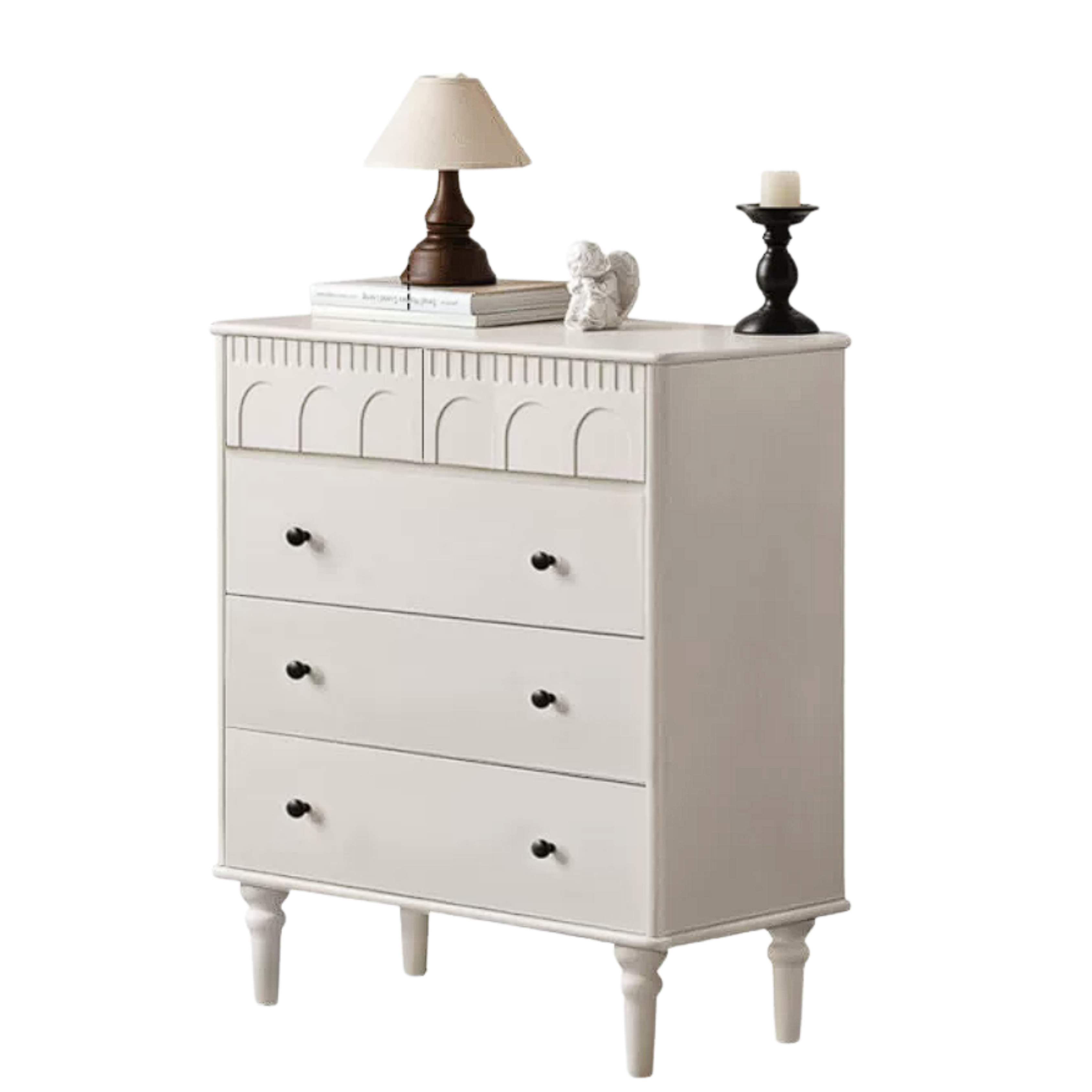 Black Walnut, Poplar, Solid Rubberwood, Ash, Cherry wood French Retro Chest of Drawers