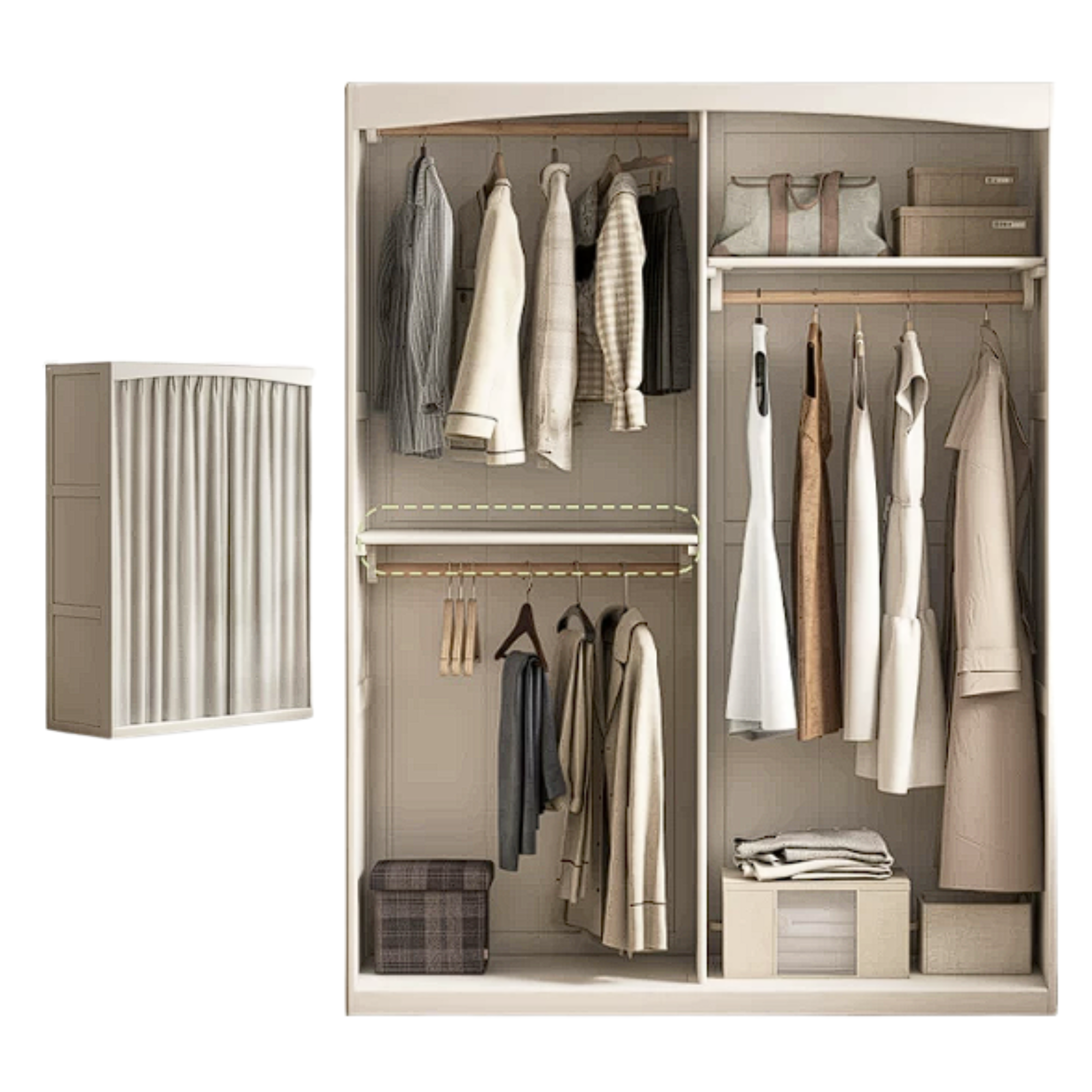 Oak solid wood Wardrobe Curtain Design