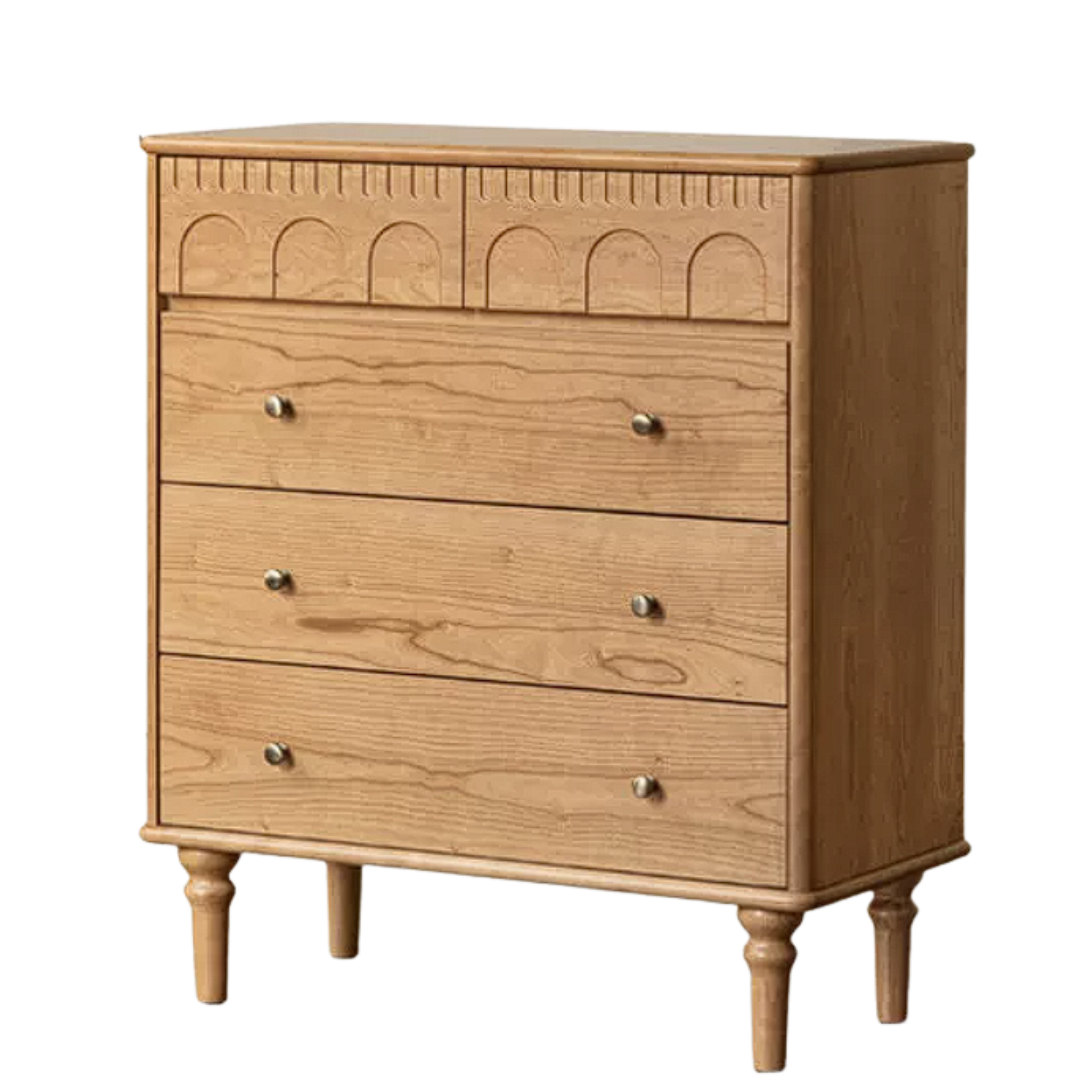 Black Walnut, Poplar, Solid Rubberwood, Ash, Cherry wood French Retro Chest of Drawers