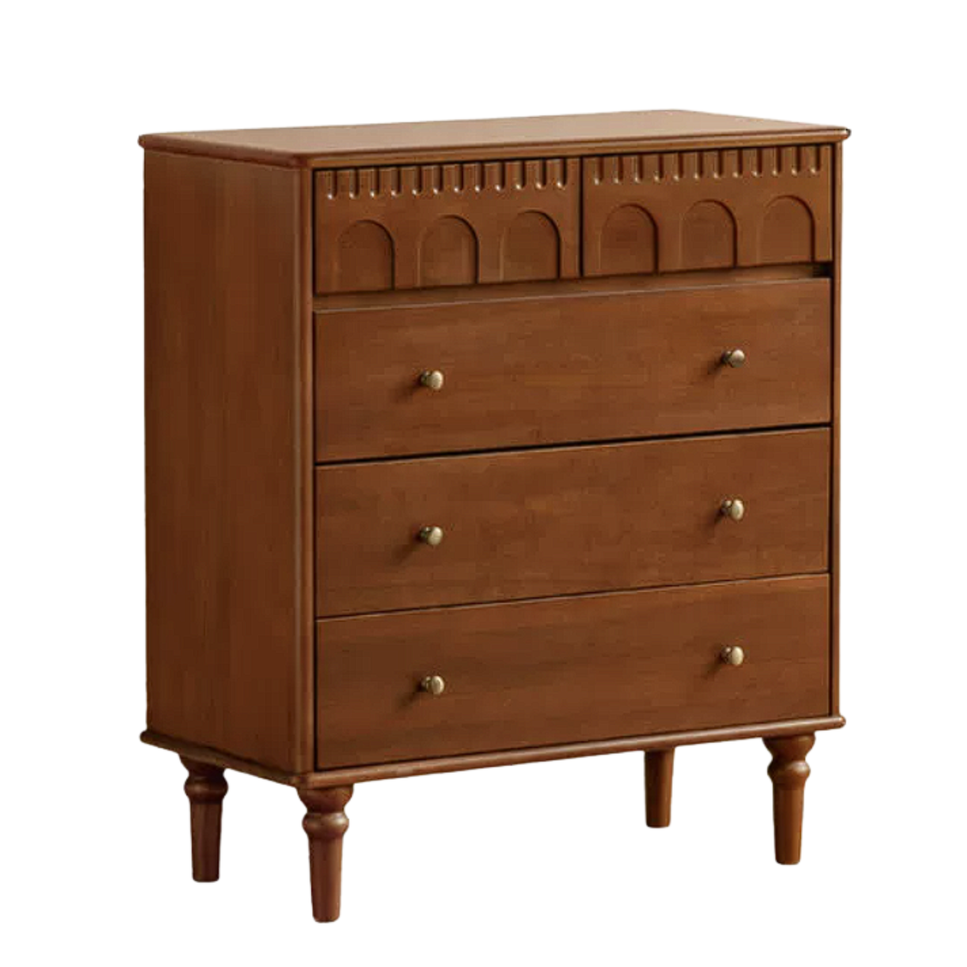 Black Walnut, Poplar, Solid Rubberwood, Ash, Cherry wood French Retro Chest of Drawers